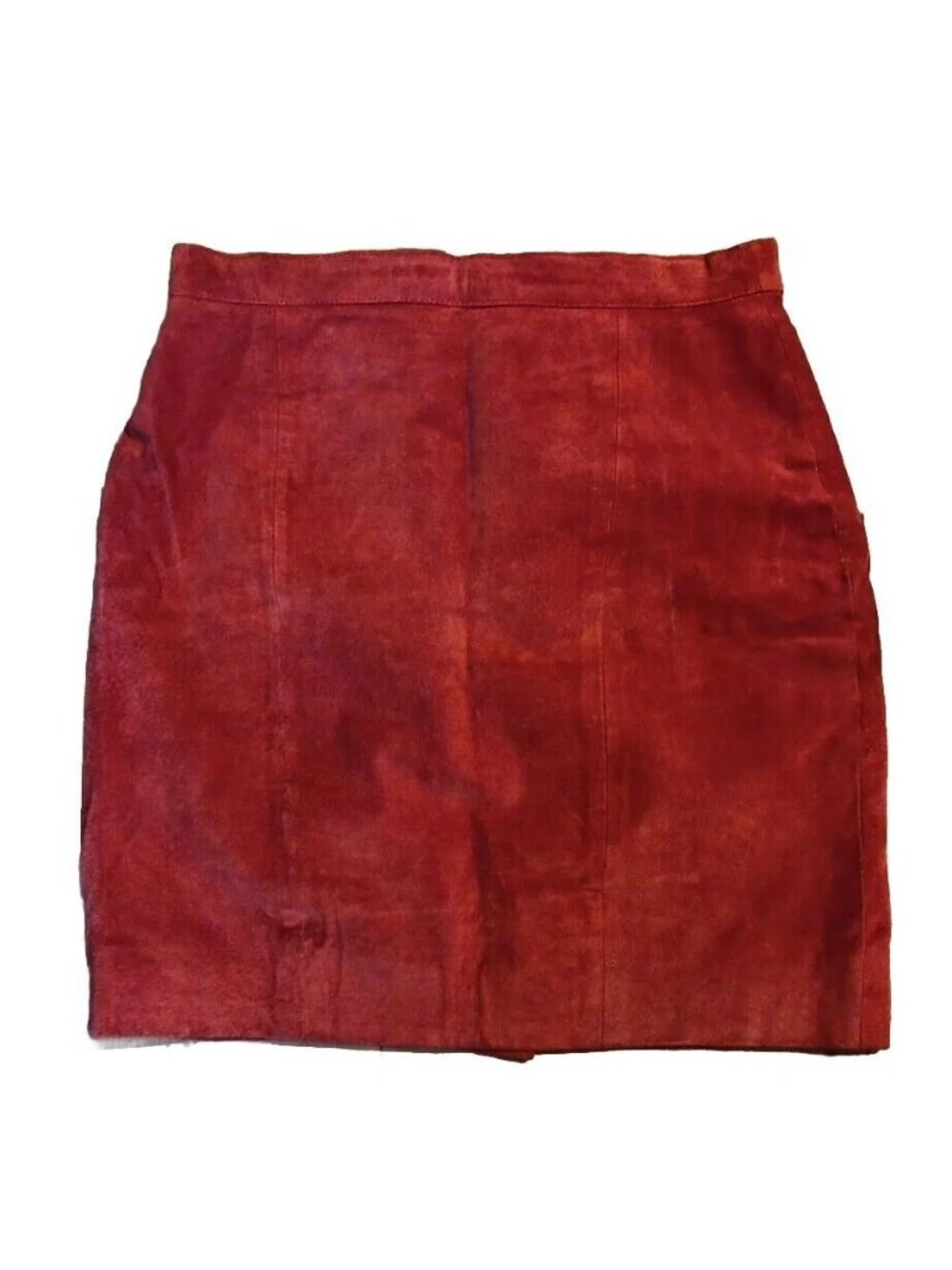 Y2K Vtg Don't Stop Juniors 13 Red Suede Mini Skirt Acetate Lined Zipper Back